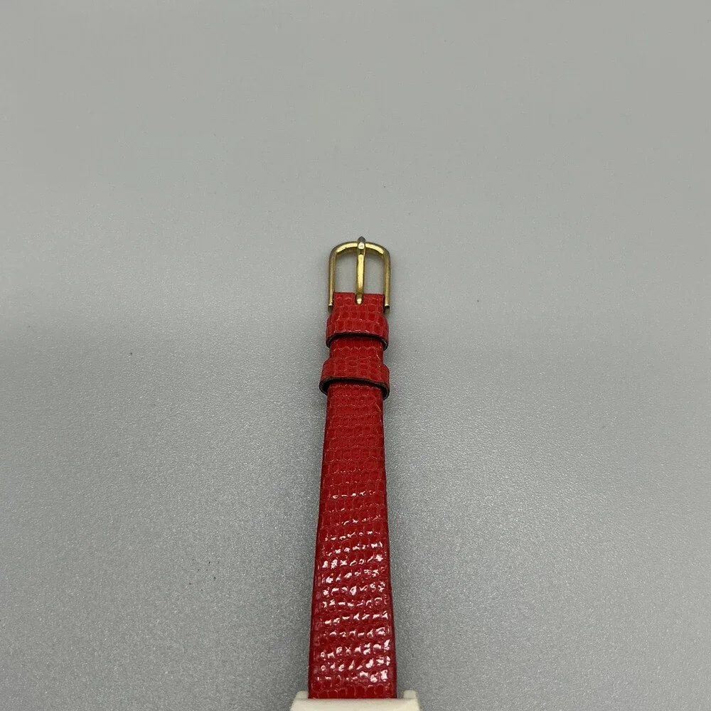 Vintage Timex T Cell Womens Watch 26mm Liberty Flag Dial Red Leather New Battery